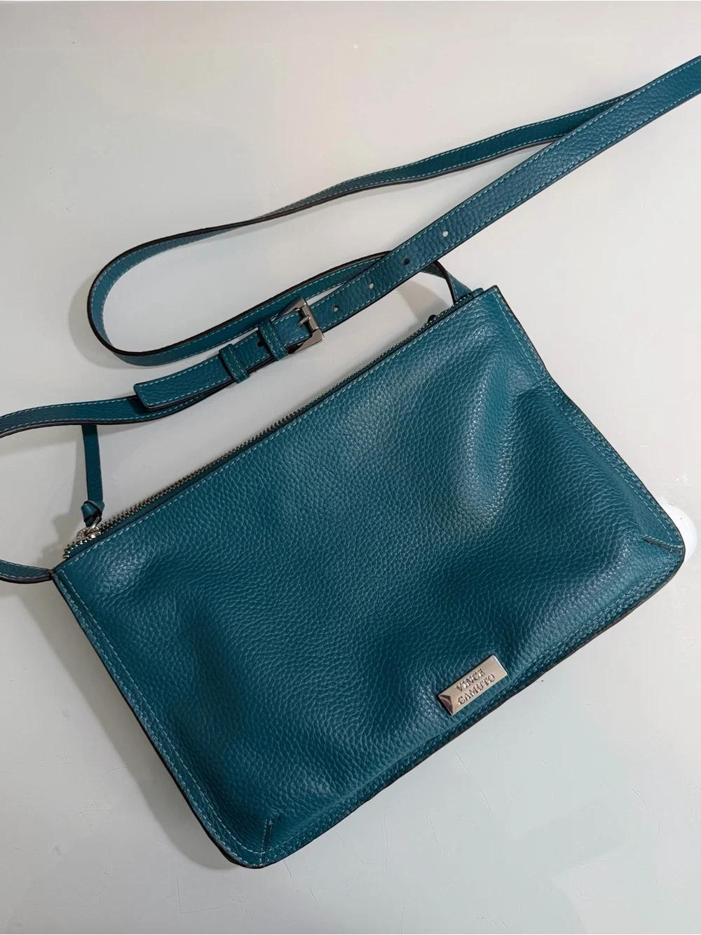 Vince Camuto Teal Pebbled Leather Crossbody/Shoulder Bag